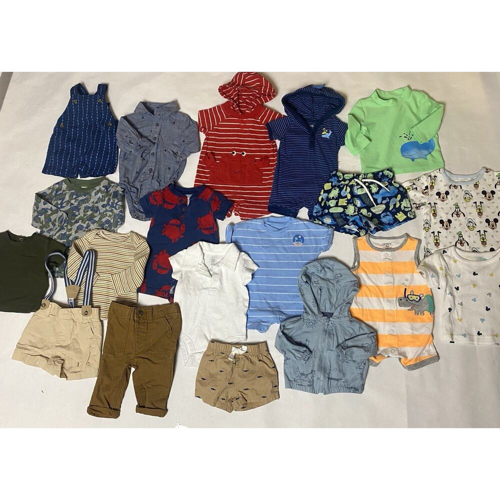 SOLD‼️19pc 0-3M Baby Boys Clothes Bundle Rompers Pants Shorts Tops Swim